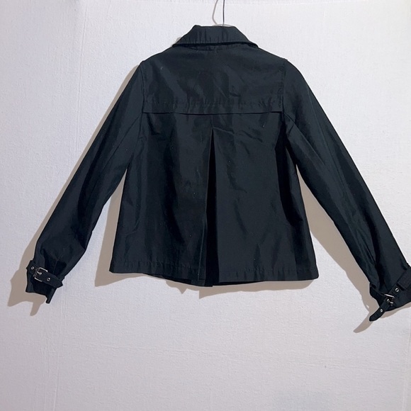 Short Trench Women’s Small Black Pea Coat Waist Length Trench Coat Jacket - Picture 9 of 13